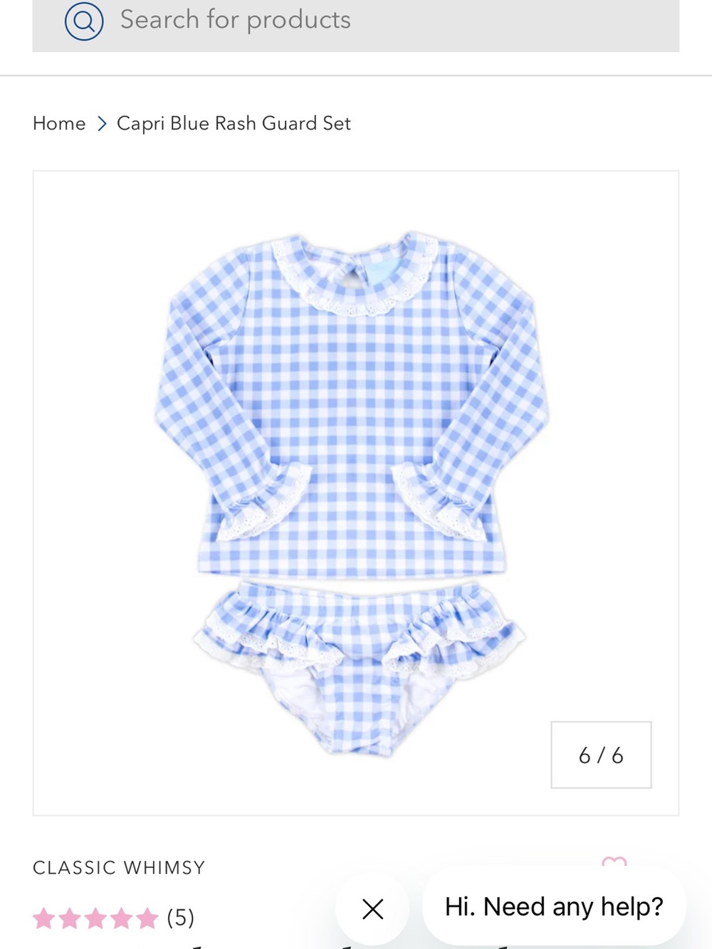 Classic Whimsy Girls Gingham Ruffle Swim Set - Picture 5 of 5